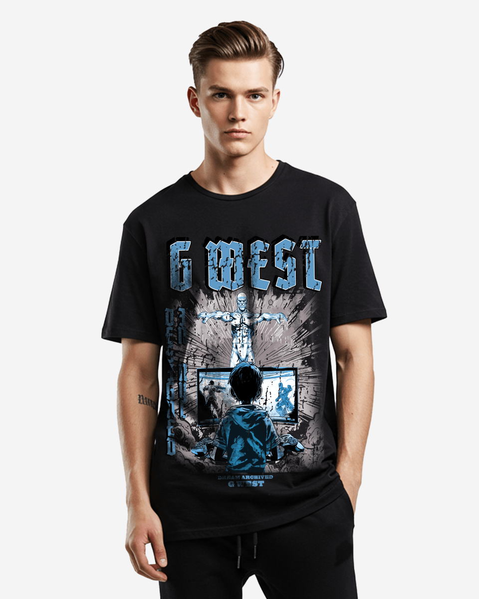 G Baby Collection Blue Black Oversized Graphic T-Shirt Mens