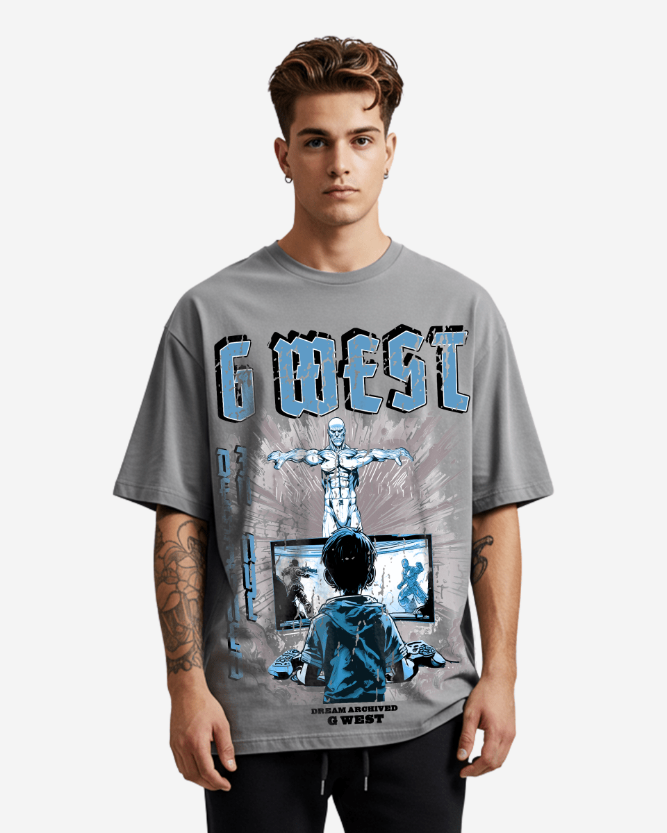 G Baby Collection Blue Black Oversized Graphic T-Shirt Mens