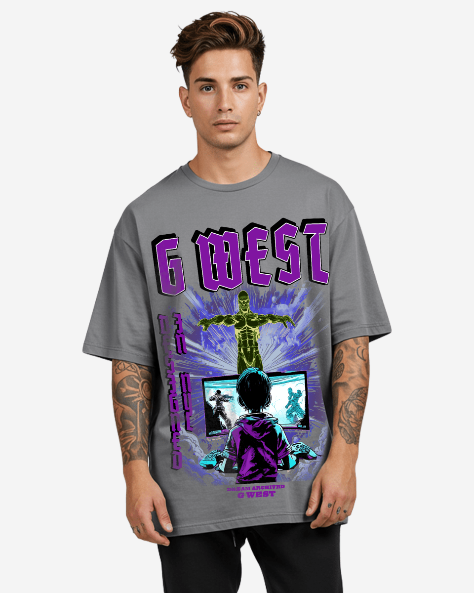 G Baby Collection Blue Black Oversized Graphic T-Shirt Mens