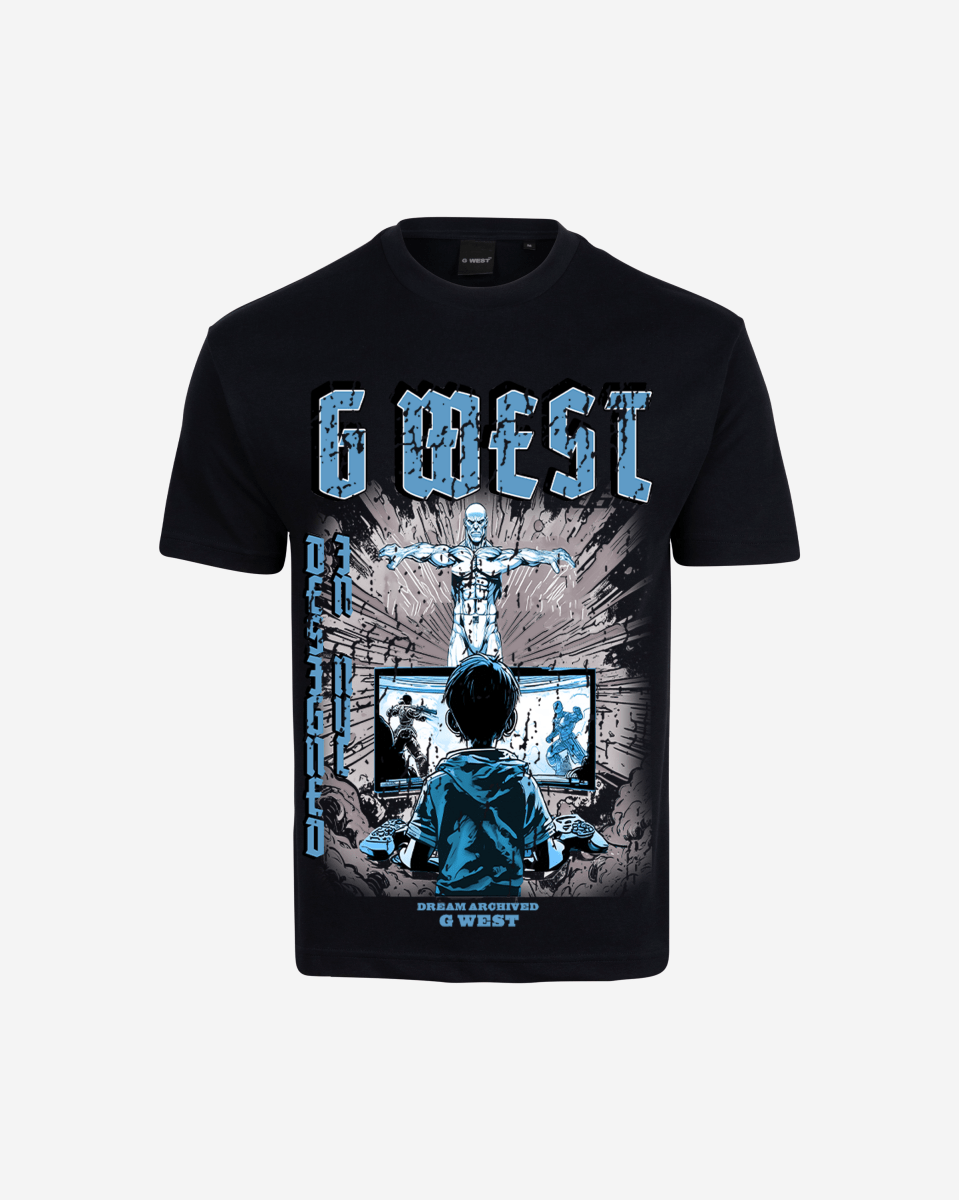 G Baby Collection Blue Black Oversized Graphic T-Shirt Mens
